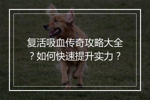 复活吸血传奇攻略大全？如何快速提升实力？