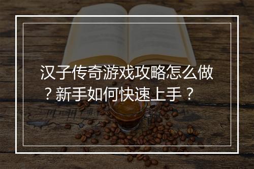 汉子传奇游戏攻略怎么做？新手如何快速上手？