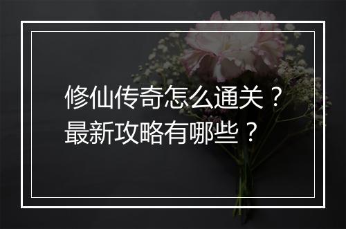 修仙传奇怎么通关？最新攻略有哪些？