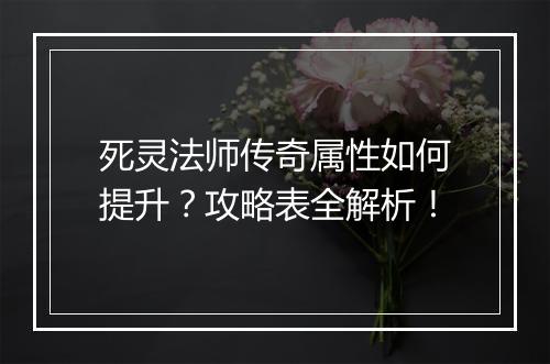 死灵法师传奇属性如何提升？攻略表全解析！