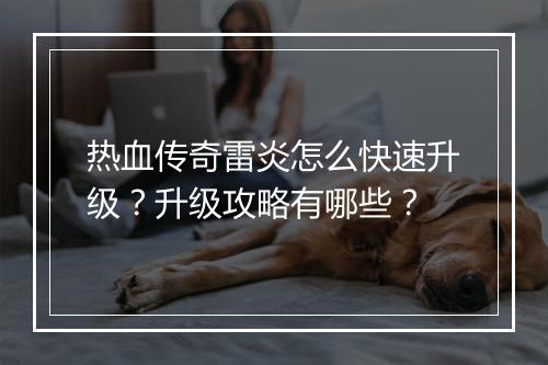 热血传奇雷炎怎么快速升级？升级攻略有哪些？