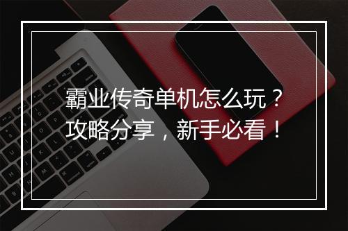 霸业传奇单机怎么玩？攻略分享，新手必看！
