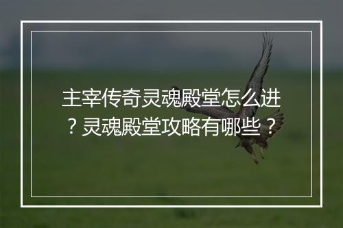 主宰传奇灵魂殿堂怎么进？灵魂殿堂攻略有哪些？