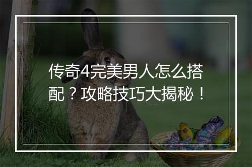 传奇4完美男人怎么搭配？攻略技巧大揭秘！