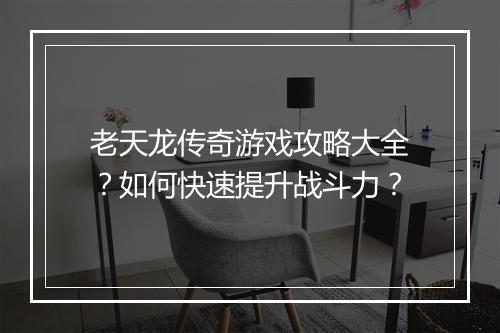 老天龙传奇游戏攻略大全？如何快速提升战斗力？