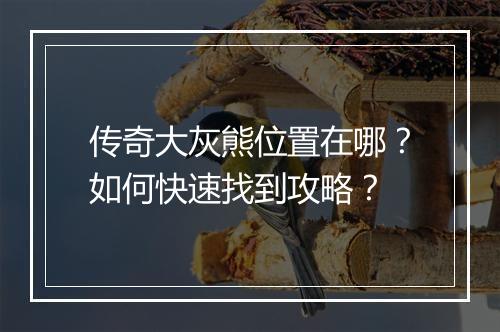 传奇大灰熊位置在哪？如何快速找到攻略？