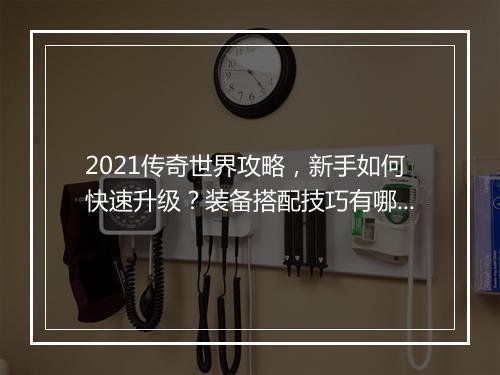 2021传奇世界攻略，新手如何快速升级？装备搭配技巧有哪些？