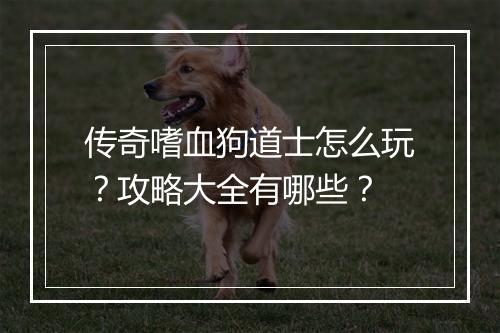 传奇嗜血狗道士怎么玩？攻略大全有哪些？