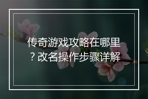 传奇游戏攻略在哪里？改名操作步骤详解
