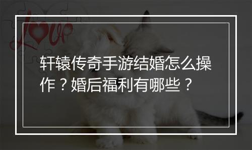 轩辕传奇手游结婚怎么操作？婚后福利有哪些？