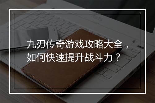 九刃传奇游戏攻略大全，如何快速提升战斗力？