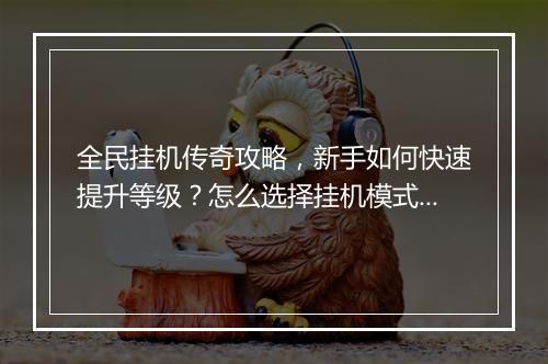 全民挂机传奇攻略，新手如何快速提升等级？怎么选择挂机模式？