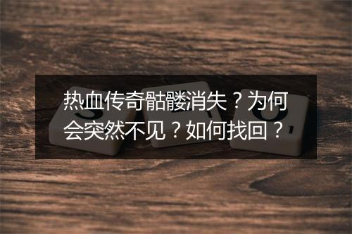 热血传奇骷髅消失？为何会突然不见？如何找回？