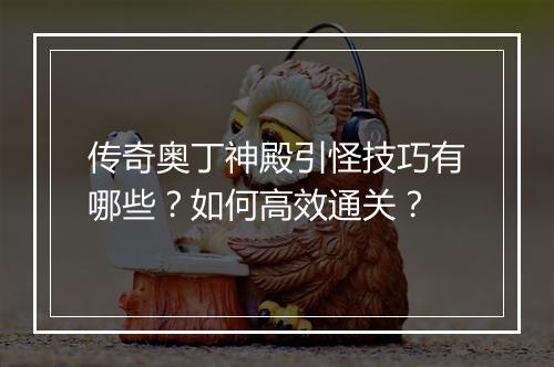 传奇奥丁神殿引怪技巧有哪些？如何高效通关？
