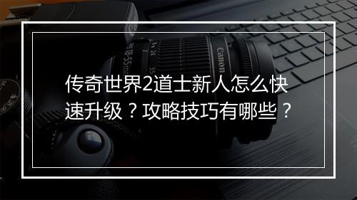 传奇世界2道士新人怎么快速升级？攻略技巧有哪些？