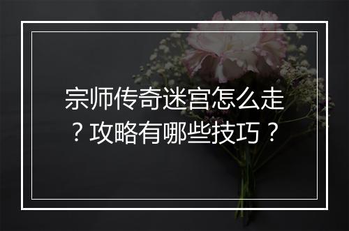 宗师传奇迷宫怎么走？攻略有哪些技巧？