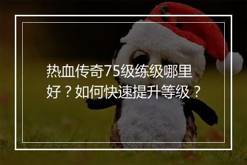 热血传奇75级练级哪里好？如何快速提升等级？