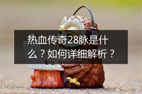 热血传奇28脉是什么？如何详细解析？