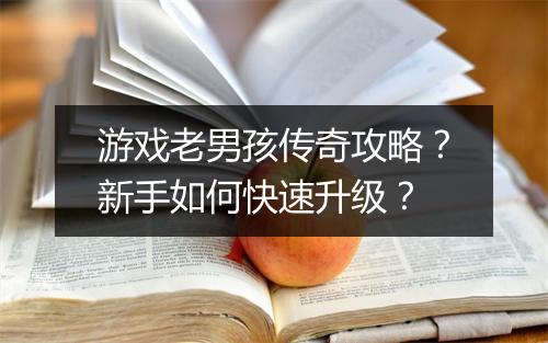 游戏老男孩传奇攻略？新手如何快速升级？