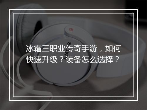 冰霜三职业传奇手游，如何快速升级？装备怎么选择？