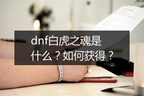 dnf白虎之魂是什么？如何获得？