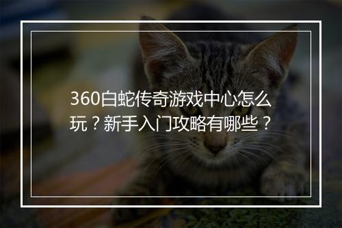 360白蛇传奇游戏中心怎么玩？新手入门攻略有哪些？