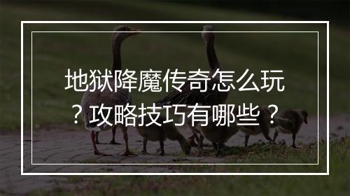地狱降魔传奇怎么玩？攻略技巧有哪些？