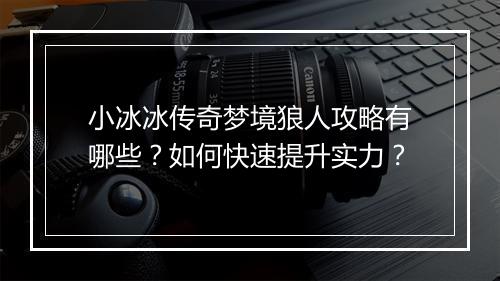 小冰冰传奇梦境狼人攻略有哪些？如何快速提升实力？
