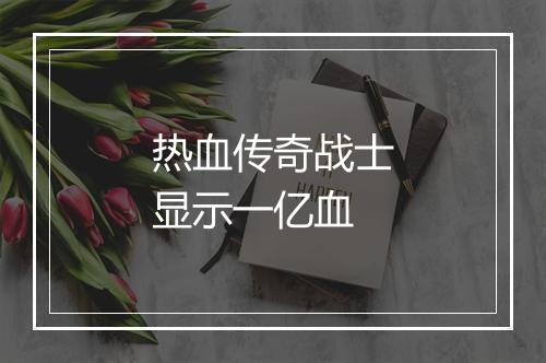 热血传奇战士显示一亿血