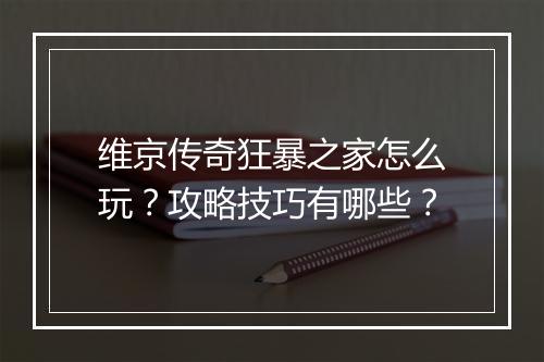维京传奇狂暴之家怎么玩？攻略技巧有哪些？