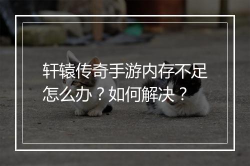 轩辕传奇手游内存不足怎么办？如何解决？