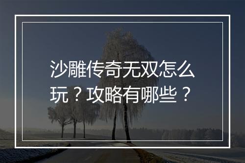 沙雕传奇无双怎么玩？攻略有哪些？