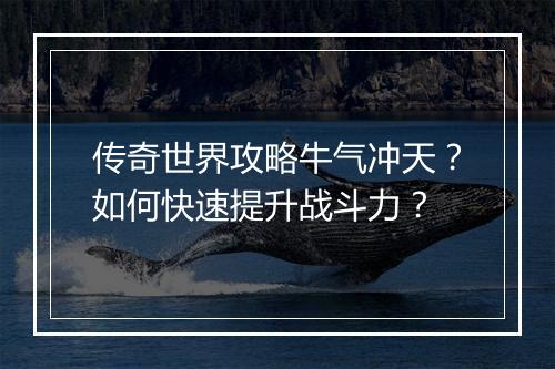 传奇世界攻略牛气冲天？如何快速提升战斗力？