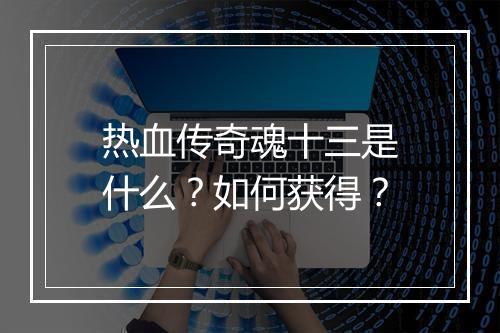 热血传奇魂十三是什么？如何获得？