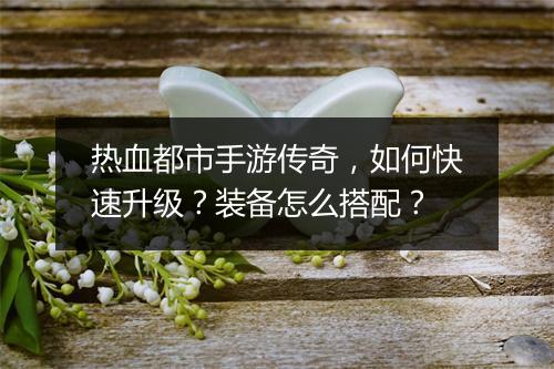 热血都市手游传奇，如何快速升级？装备怎么搭配？