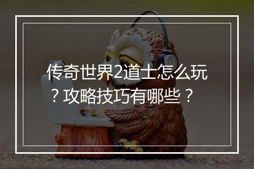 传奇世界2道士怎么玩？攻略技巧有哪些？