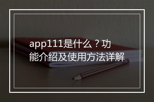 app111是什么？功能介绍及使用方法详解