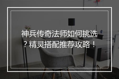 神兵传奇法师如何挑选？精灵搭配推荐攻略！