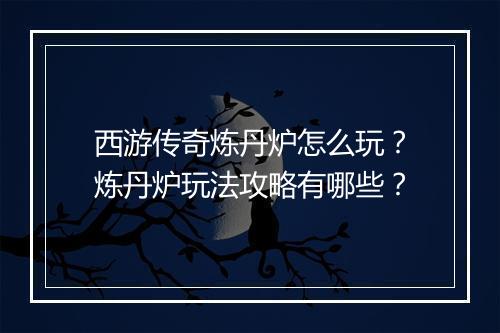 西游传奇炼丹炉怎么玩？炼丹炉玩法攻略有哪些？