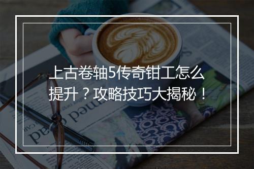 上古卷轴5传奇钳工怎么提升？攻略技巧大揭秘！