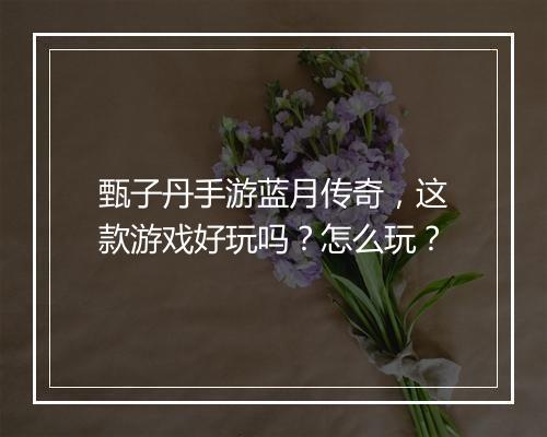 甄子丹手游蓝月传奇，这款游戏好玩吗？怎么玩？
