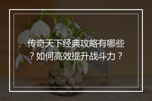 传奇天下经典攻略有哪些？如何高效提升战斗力？