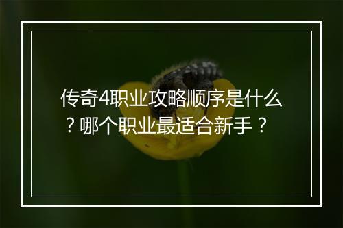 传奇4职业攻略顺序是什么？哪个职业最适合新手？