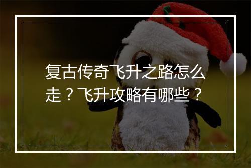 复古传奇飞升之路怎么走？飞升攻略有哪些？