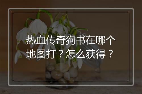 热血传奇狗书在哪个地图打？怎么获得？