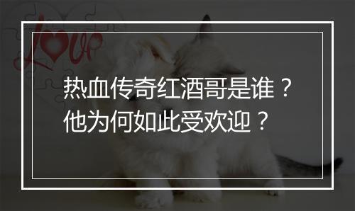 热血传奇红酒哥是谁？他为何如此受欢迎？