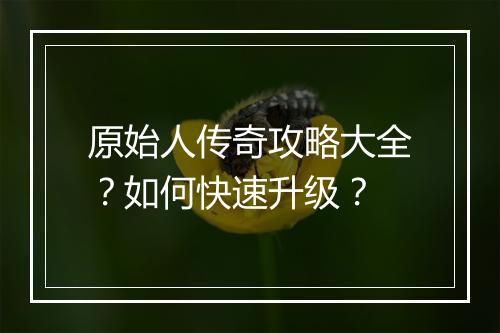 原始人传奇攻略大全？如何快速升级？