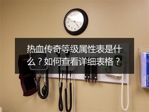 热血传奇等级属性表是什么？如何查看详细表格？
