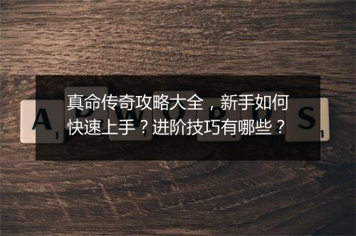 真命传奇攻略大全，新手如何快速上手？进阶技巧有哪些？