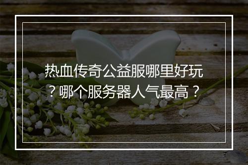 热血传奇公益服哪里好玩？哪个服务器人气最高？
